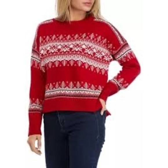 Tommy Hilfiger Sweaters - Tommy‎ Hilfiger Women's Red Fair Isle Sweater Large Winter Holiday